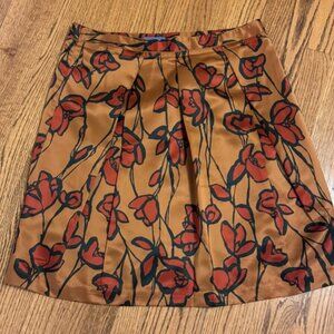 A-Line Skirt Copper Floral Satin